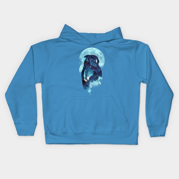 Midnight Owl Kids Hoodie by astronaut